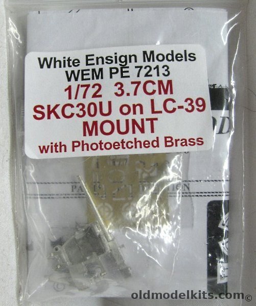 White Ensign 1/72 3.7CM Flack SKC 30U Gun on LC-39 Mount - Bagged, WEM PE 7213 plastic model kit